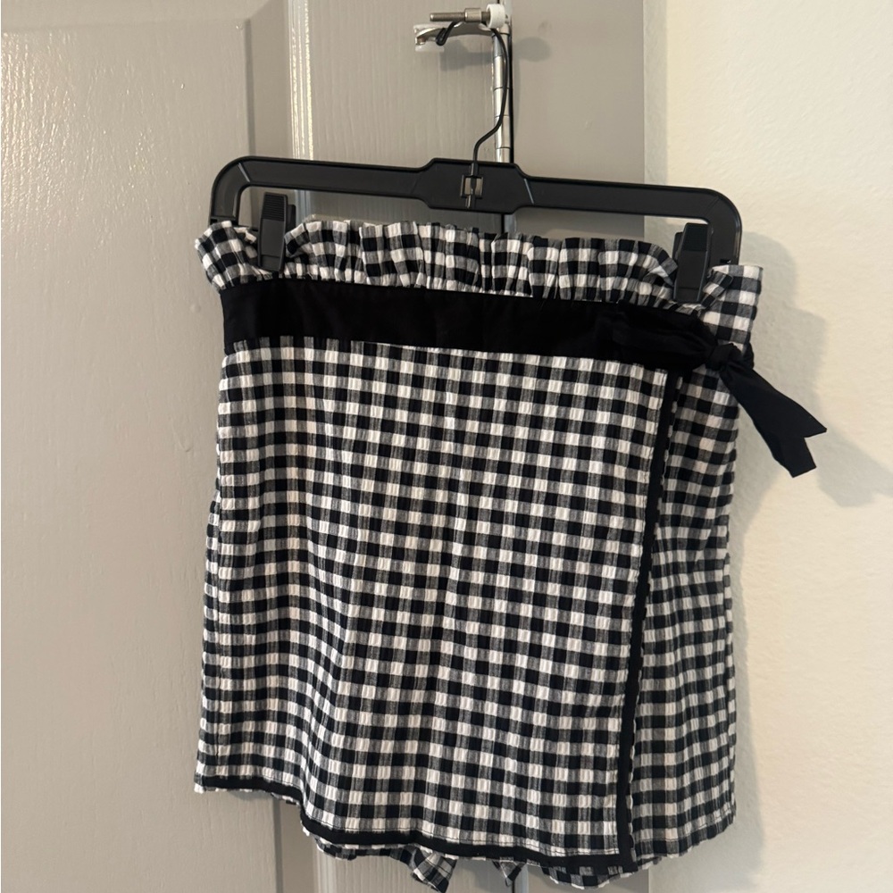 Misa Los Angeles Checkered Shorts with Bow